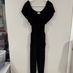 Ava Sky Fighting Eel black ruffle jumpsuit